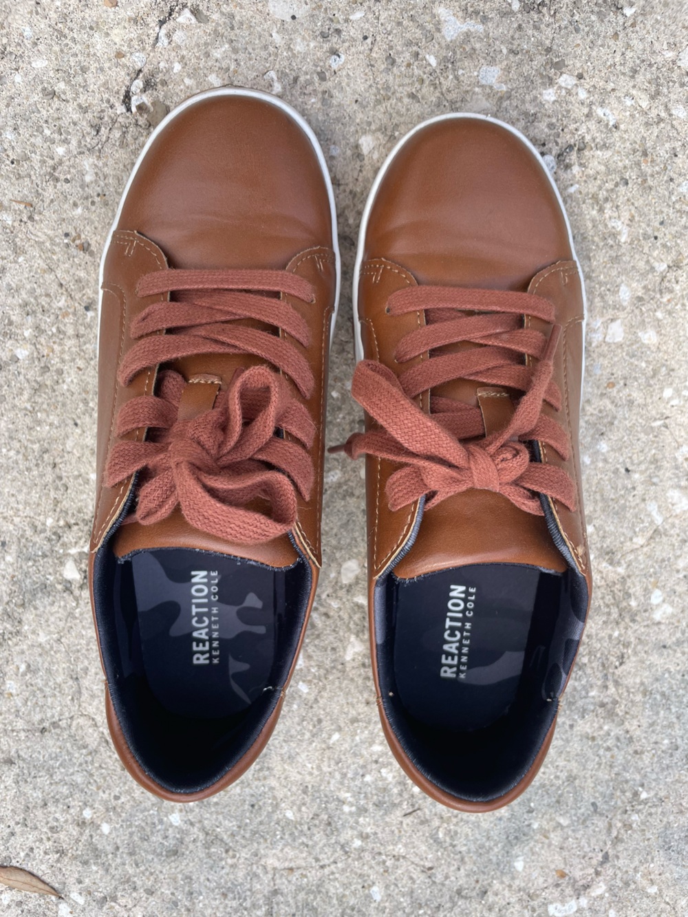 Kenneth Cole Reaction Boy’s Brown Leather Lace-Up Sneakers